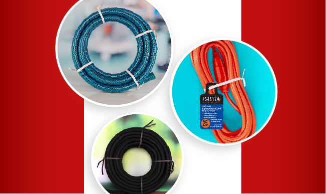 The image shows three spools of twist ties in different colors: blue, orange, and black. They are bundled and ready for use.